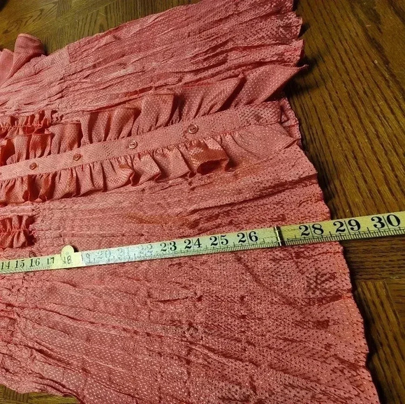 Lane Bryant Plus Size 26/28 Coral Peach Button Down Dress Shirt Pleated - Picture 5 of 7